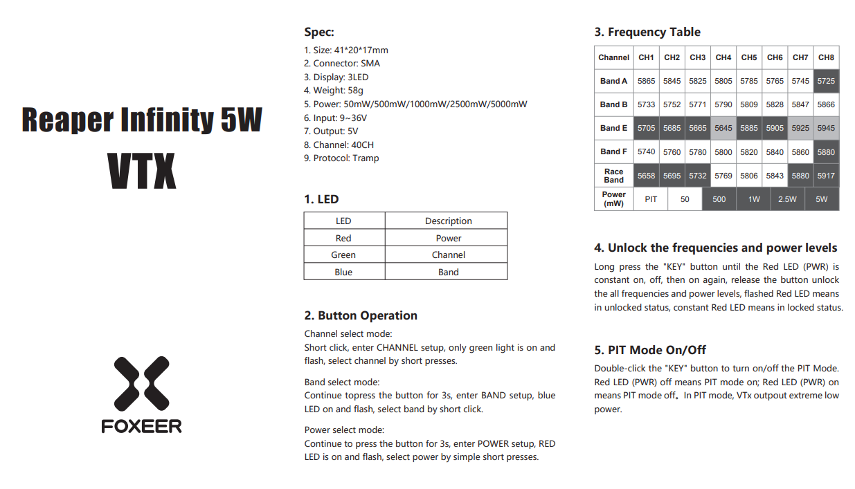 Price Foxeer Reaper 5W 40CH 5. - Drone Rc Price 리뷰 및 가격